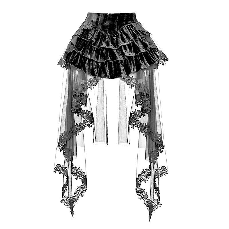 Gothic Golden Velvet Pleated fluffy Mini Swallowtail  Asymmetrical short skirt Summer 2024 . Steampunk Short Skirts Womens