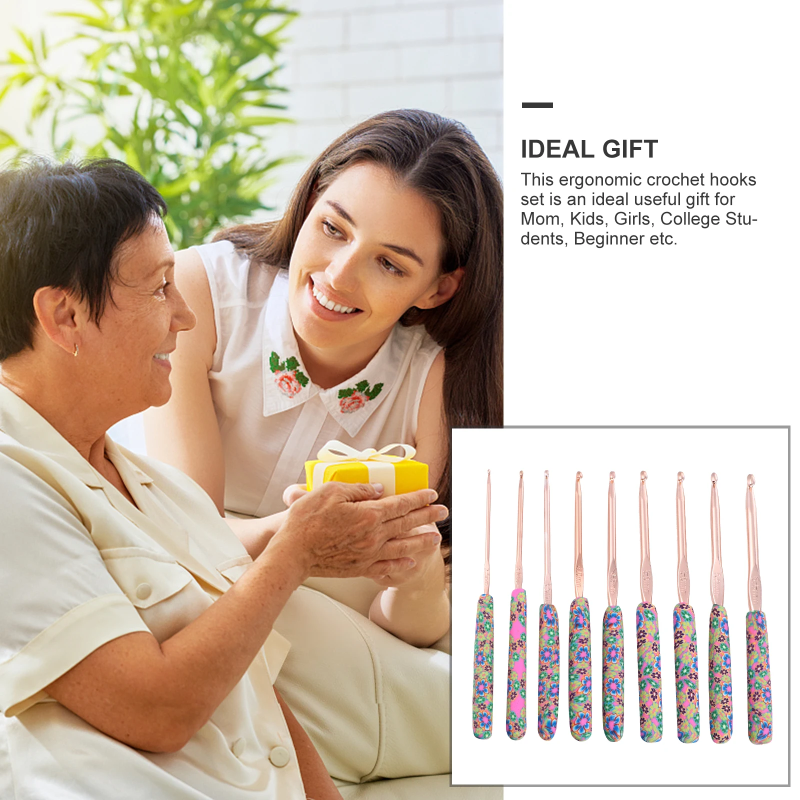 

9pcs Crochet Hooks Set Short Handle Crochet Hooks Set Durable Anti Rust Knitting Tools Yarn Weaving Needle Kit