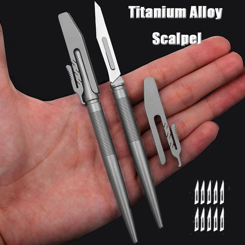 Titanium Alloy Scalpel Thickened Carving Knife Animal Scalpel Multifunctional Express Out Of The Box Tool Give Away Knife Lid