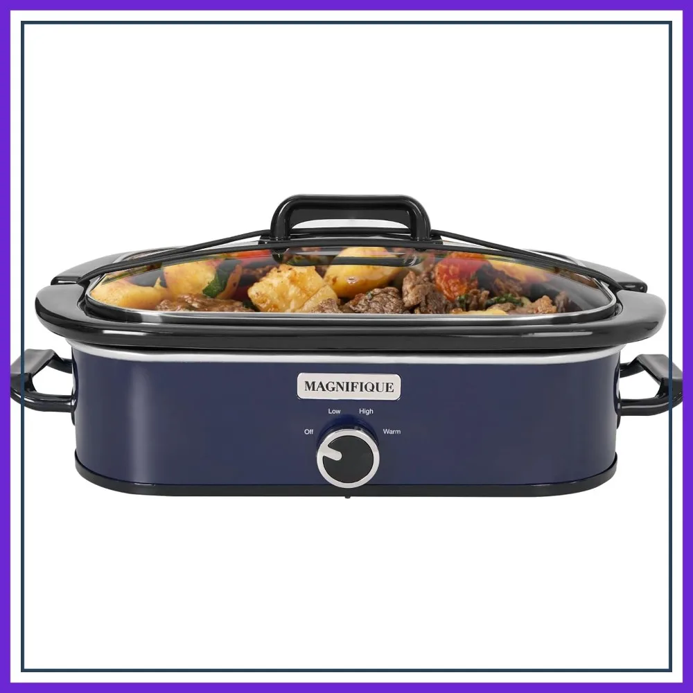 

4-Quart Slow Cooker with Manual Warm Setting, Dishwasher Safe Crock, Blue