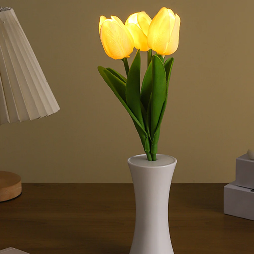 

Tulip Night Light For Rv Car Bedroom Mini Decorative Desk Lamp Aesthetic Flower Table Lamp Unique Led Home Interior
