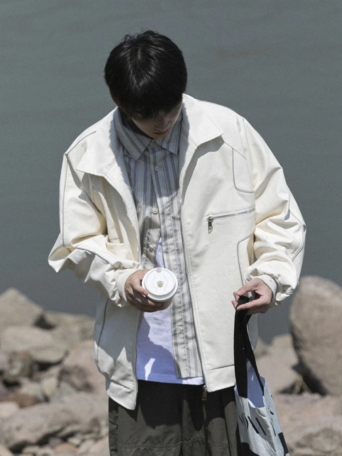 

Мужская повседневная куртка-пилот оверсайз из кожи в стиле Гонконг, молодежная, весенне-осенняя, с длинными рукавами, на молнии, в национальном стиле