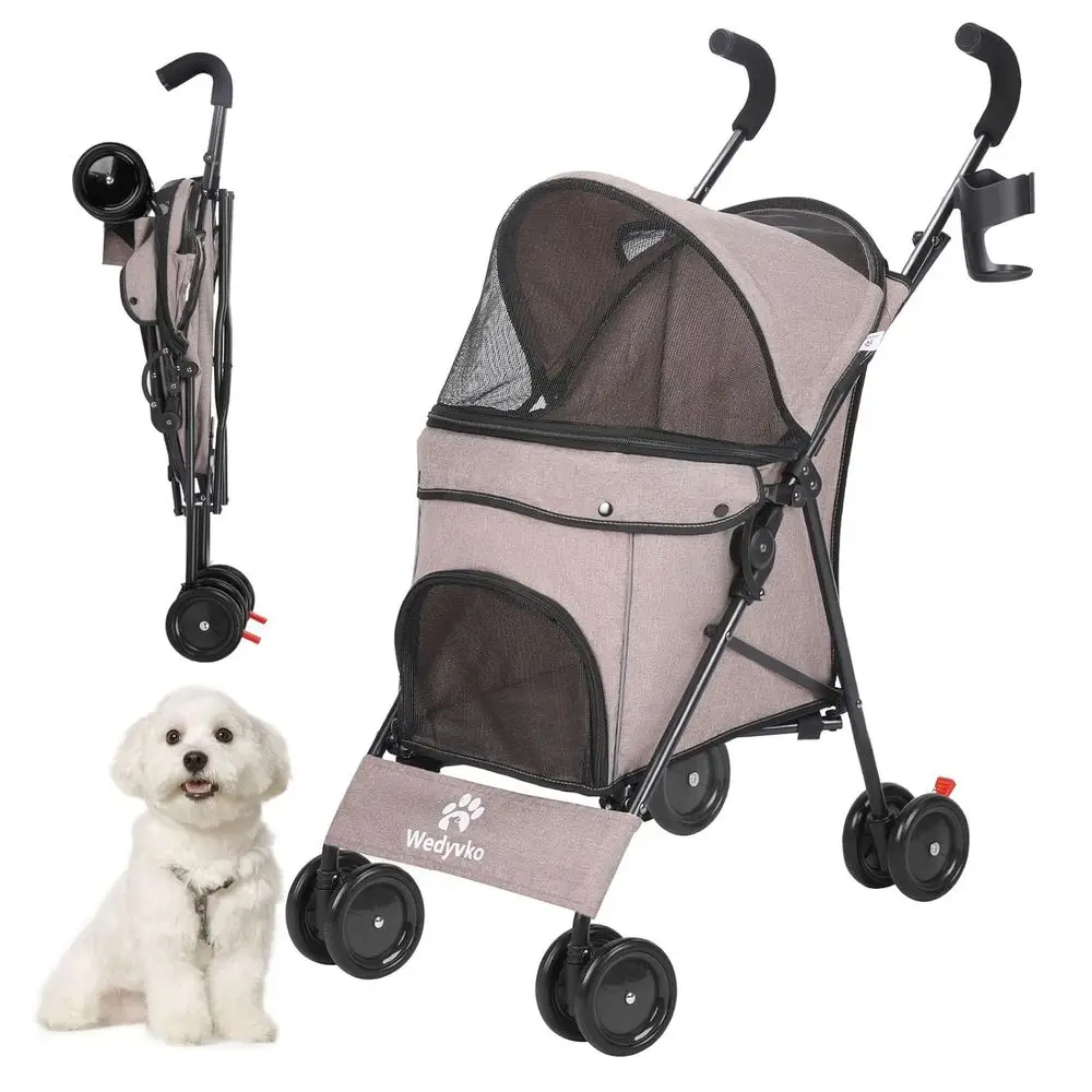 

Multi-Functional Pet Stroller for Small Dogs and Cats: Breathable Mesh, 4-Wheel Design, Spacious and Portable for Travel and Jog
