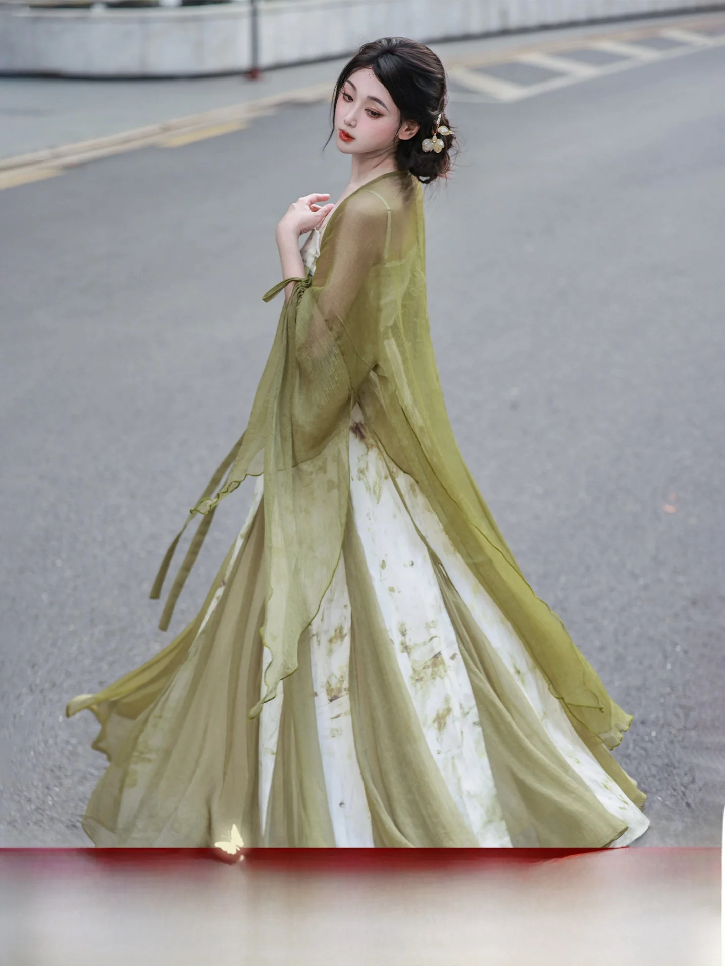 

Ele Long Qingyu Case Original National Sle Dr Hanfu Torn Sve Drifting Dance Costume Spring Autumn Refreing