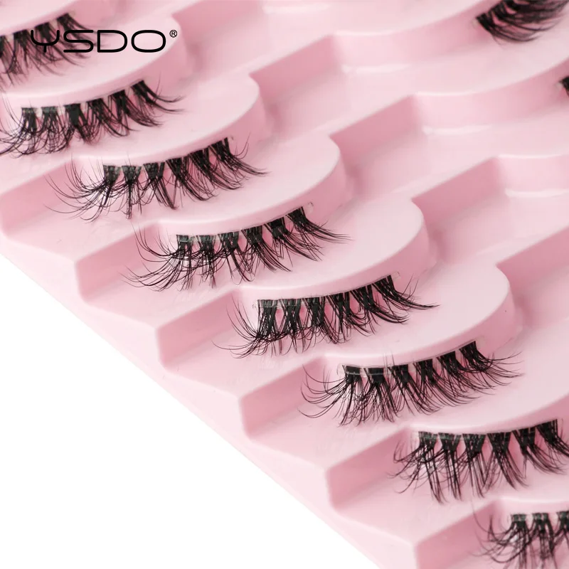 YSDO Half Lashes 3/5/10 Pairs 3D Mink Lashes Natural Soft Eyelashes Fluffy Faux Eyelash Extension Make up Lashes Tools