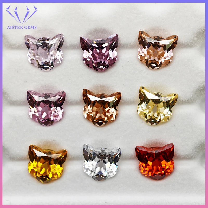 

New 5A Quality Colorful Lucky Cat Cut Cubic Zirconia Gemstones for DIY Jewelry Making