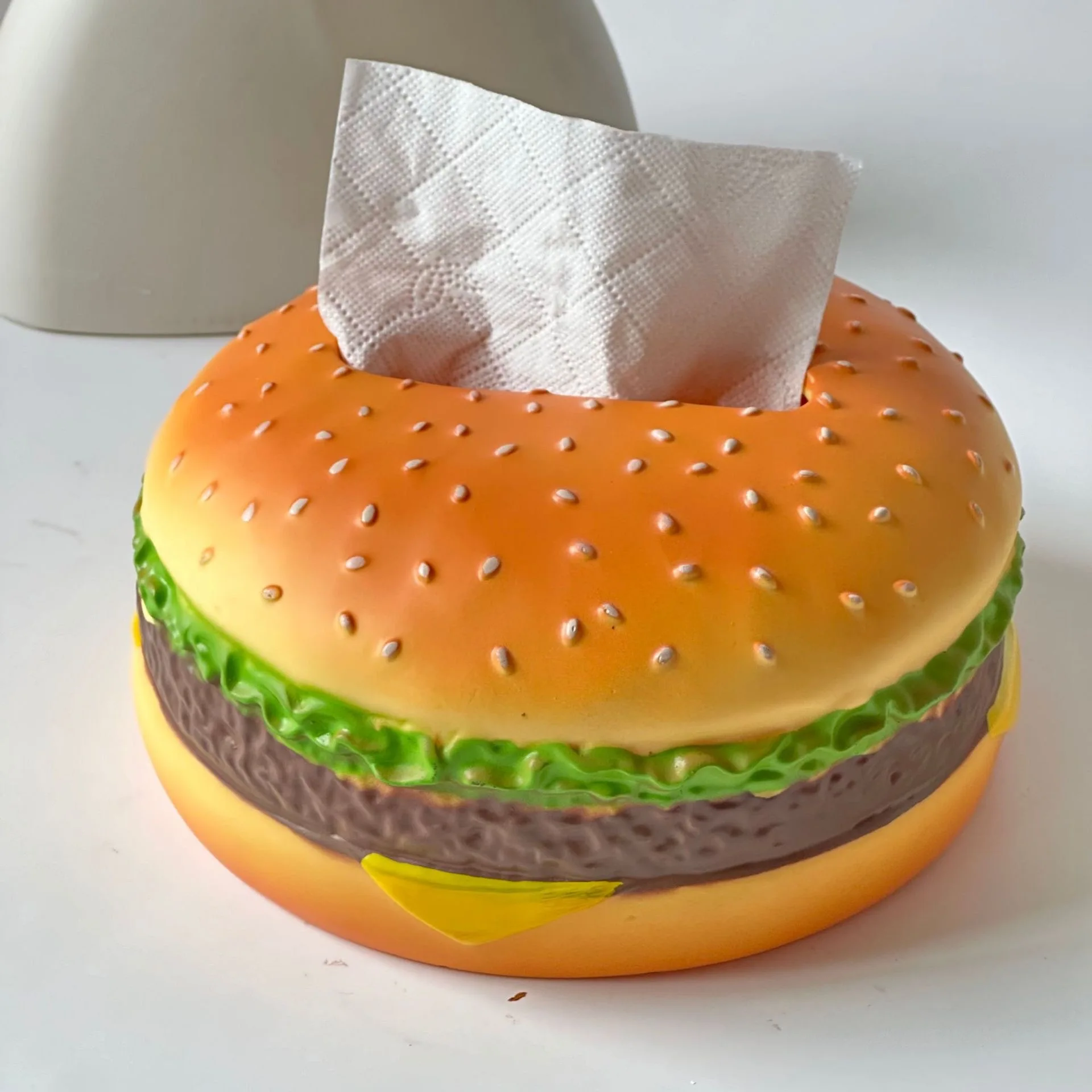 Taschentuchbox im Hamburger-Design, kreativer Kraftpapierhalter für Wohnzimmer, Dekor, lustiges Wohnaccessoire, Retro-Stil, Neuheitsgeschenk – Detail 11