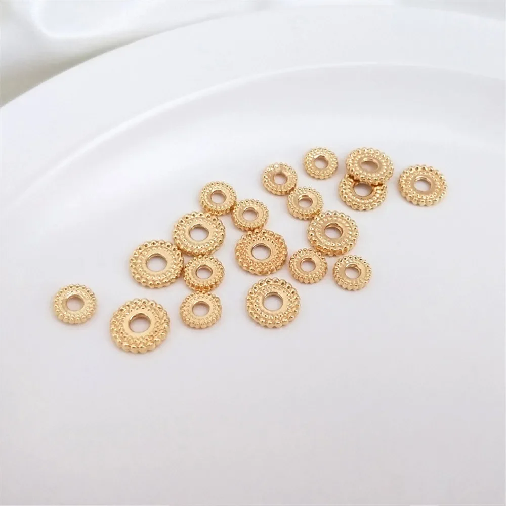 14K Gold Plated Accessories Twist edge round wheel bead divider DIY hand string bracelet head accessories material