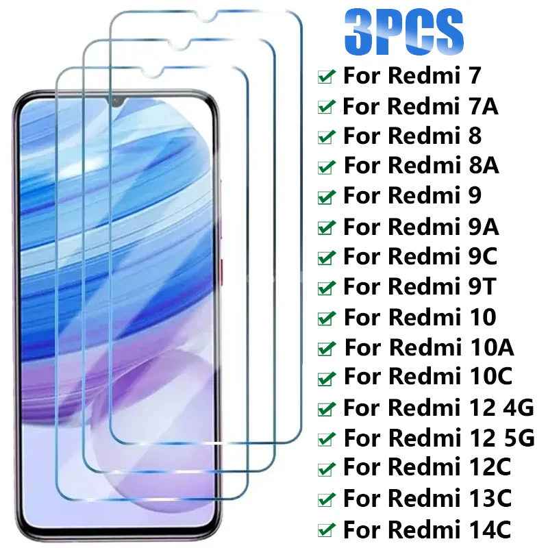 

Защитное стекло HD из закаленного стекла для Xiaomi Redmi 7 8 9 10 7A 8A 9A 9T 9C 10A 10C, 3 шт., для Redmi 12 4G 5G 12C 13C 14C