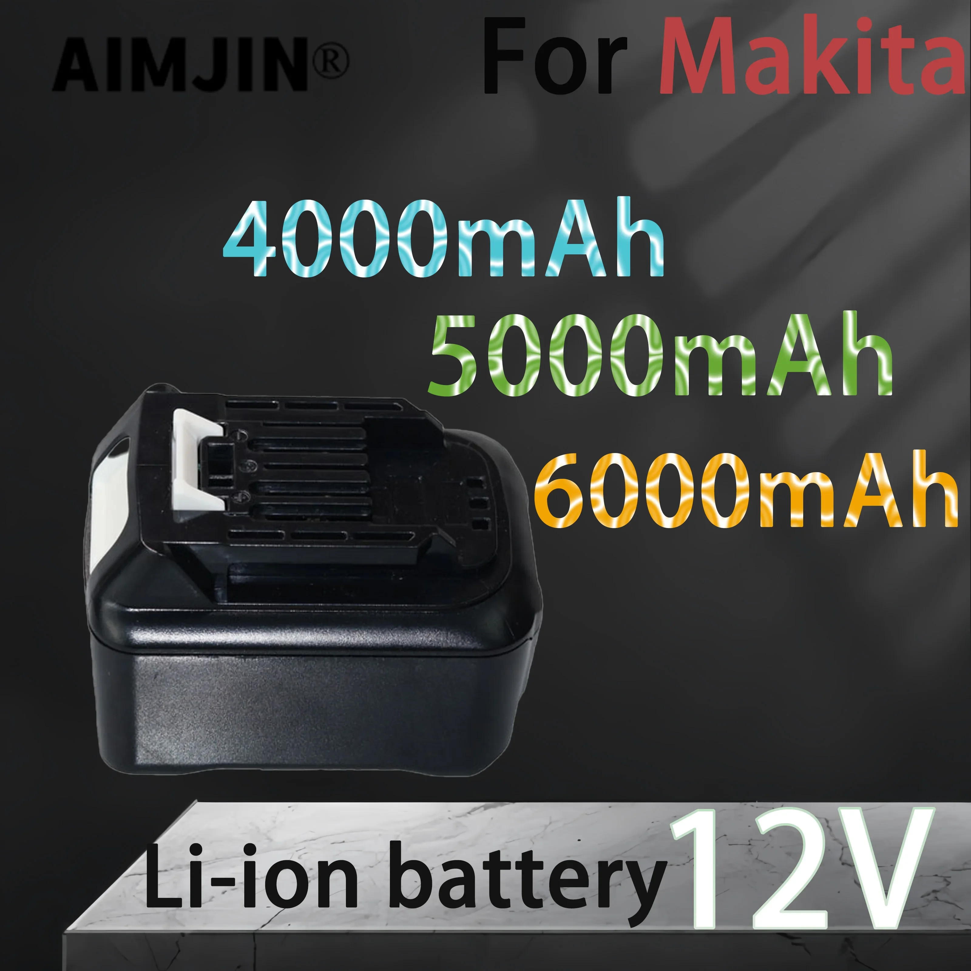 Rechargeable Lithium-ion Battery, 12V, 4000 mAh, 5000mAh,6000mAh,Suitable for Makita