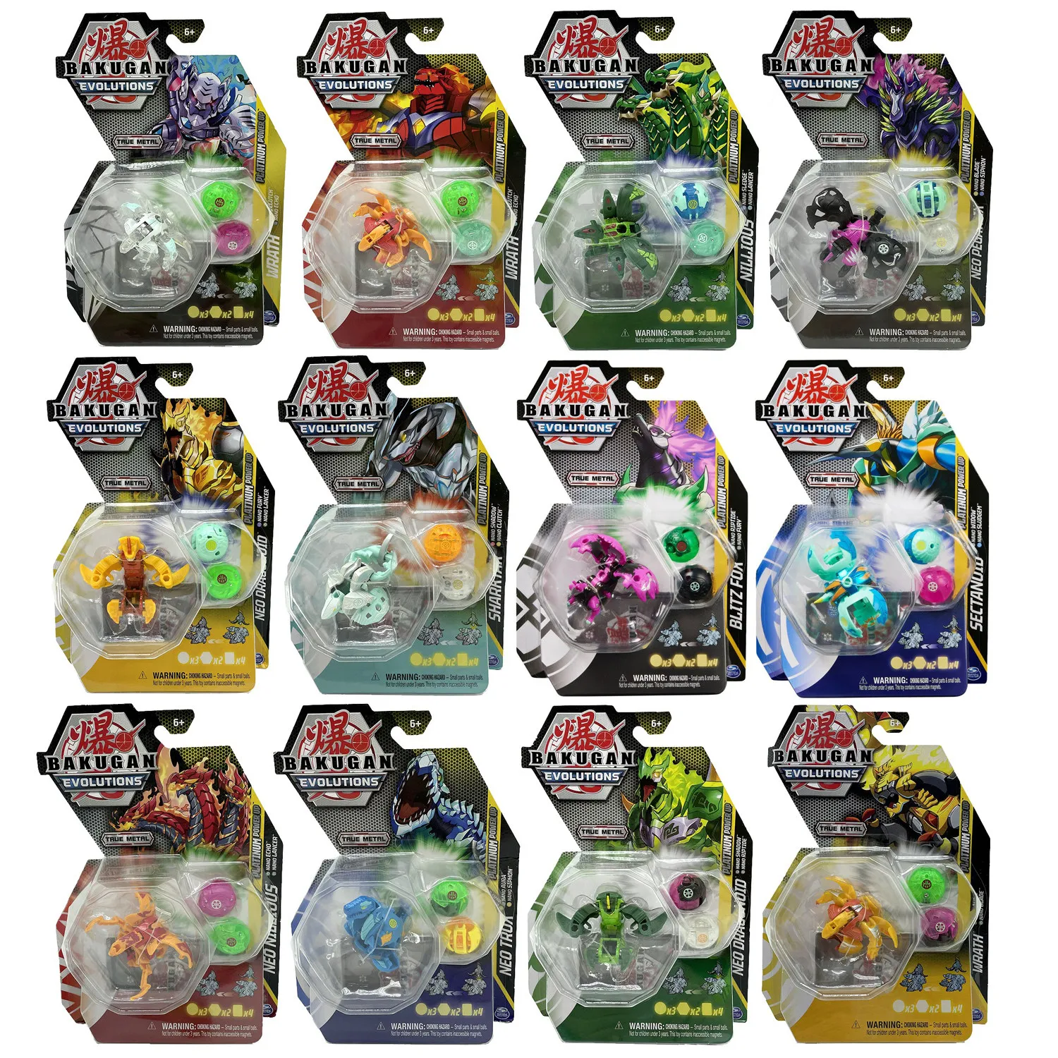 

Authentic Original In Stock Sega Evolutions Bakugan, Transparent Diamond Alloy Weapons & Armor, 3-Pack Collectible Set