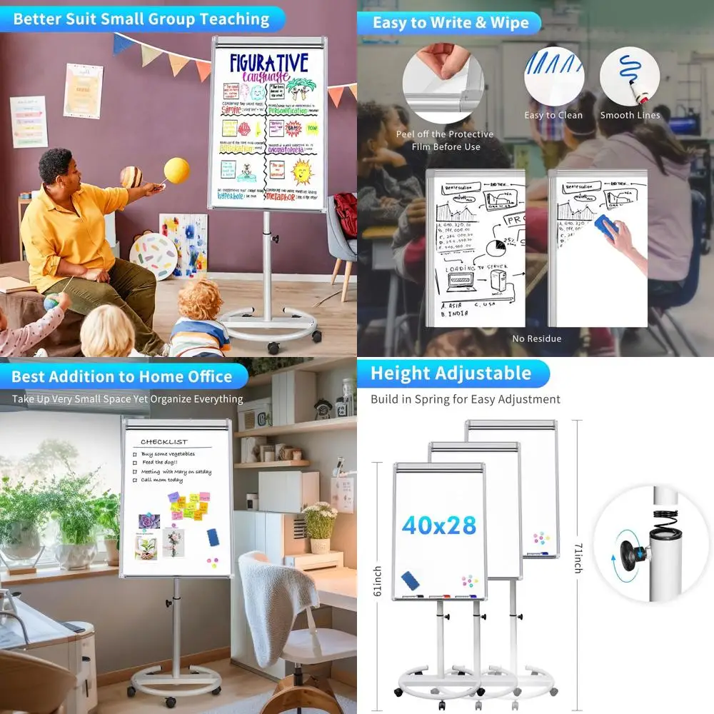 

Portable Magnetic Whiteboard Stand - 40x28 Dry Erase Board with Paper Pad for School & Office Use