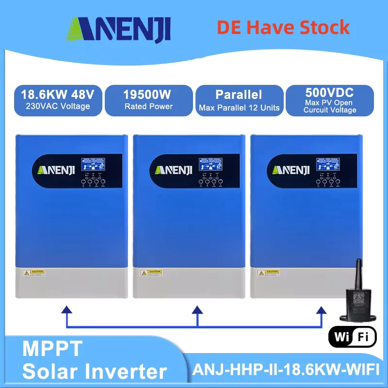 

18.6KW Hybrid Solar Inverter 3 Phase Parallel 60 to 500VDC High PV Charger 380v Grid Tie MPPT Inverter With WIFI BMS