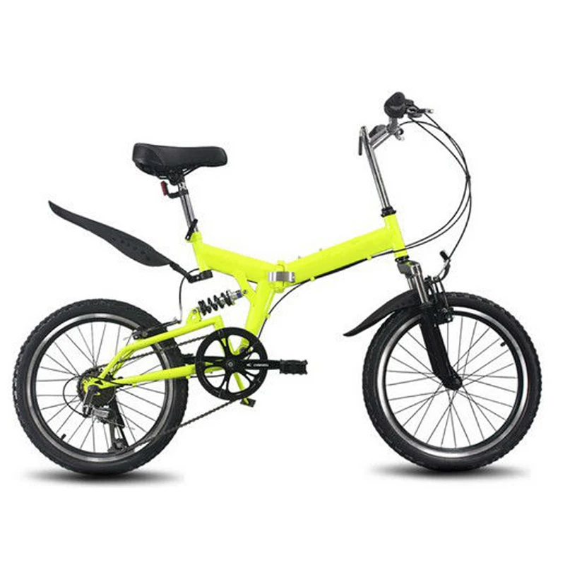 20 inch front and rear shock absorption folding bike lightweight and portable, variable speed bicyclestudent  mountain bike