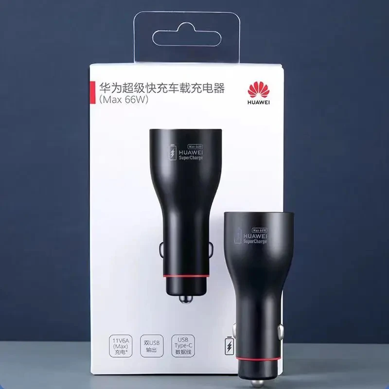 HUAWEI SuperCharge Car Charger Max 66W Dual USB Port Universal Compatibility With 6A Type-c Cable For Huawei Pura 70 Pro/iPhone