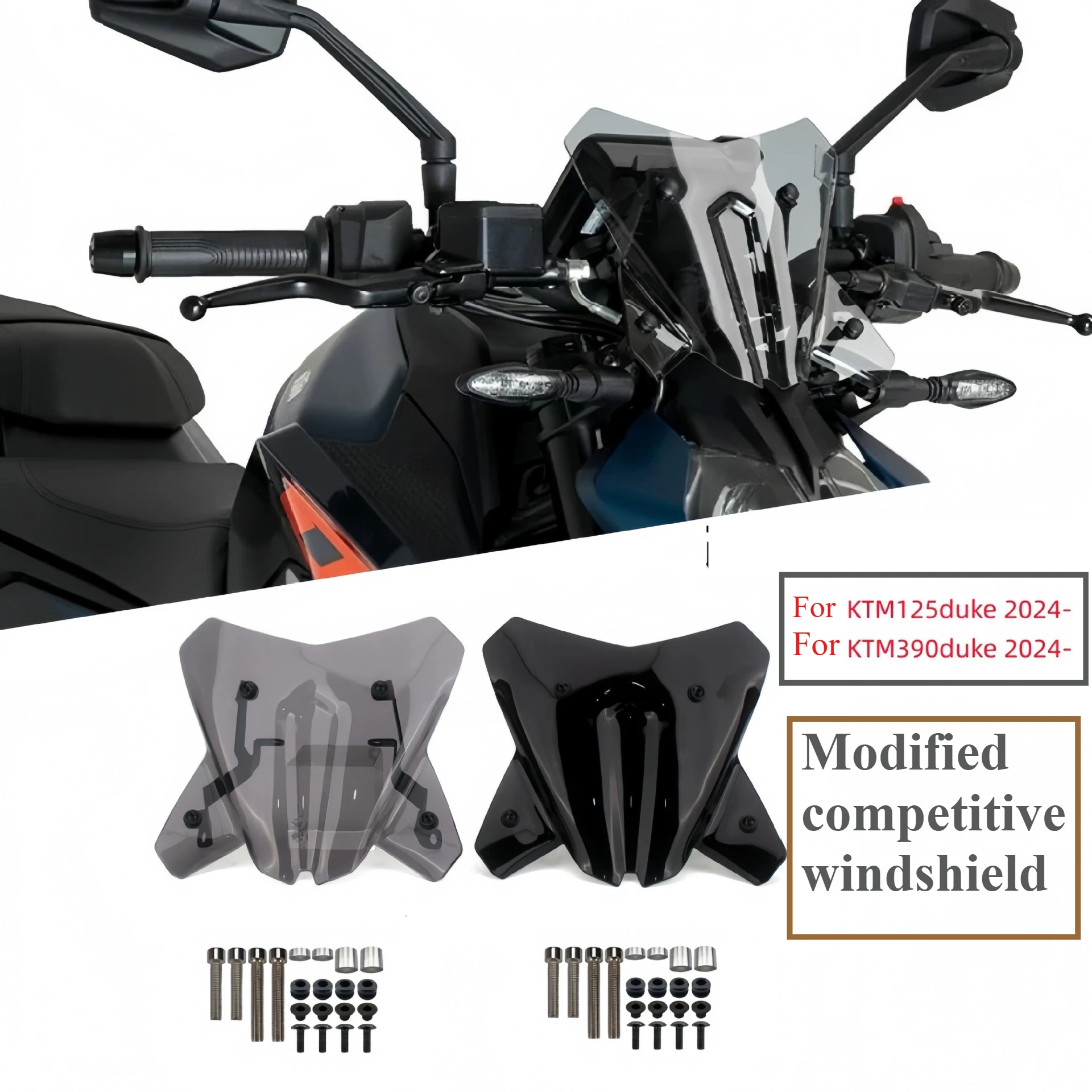 

Для KTM DUKE 390 2024 - модернизированный спойлер на лобовое стекло, обтекатель