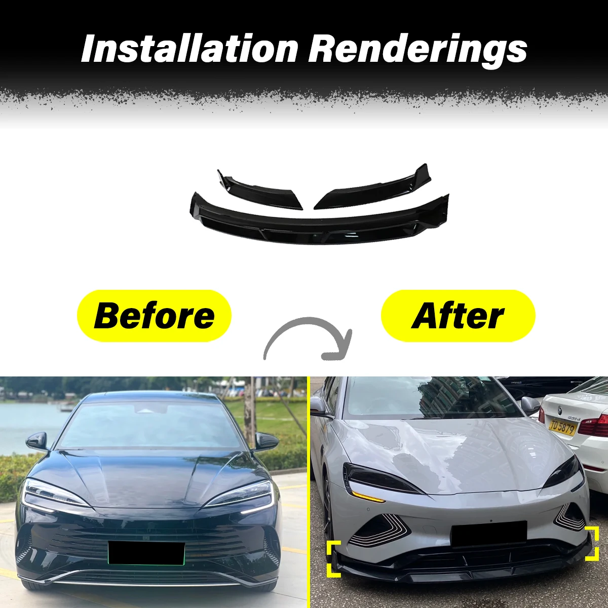 For BYD Seal EV 2022 2023 2024 Automobile Front Bumper Spoiler Board Front Bumper Splitter Lip Decorative Accessories Body Kit