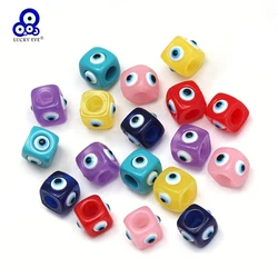 Lucky Eye 5pcs/lot Resin Square Loose Spacer Beads Turkish Evil Eye Beads for Jewelry Making DIY Necklace Bracelet Accessories