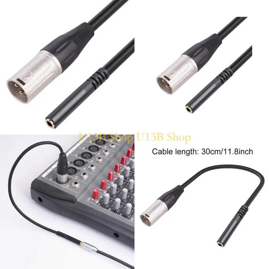 U13B XLR Male to 3.5mm Stereo Cable, 3.5mm 1/8 Inch Female to XLR 3-Pin Headphone Adapter Cable for Camera