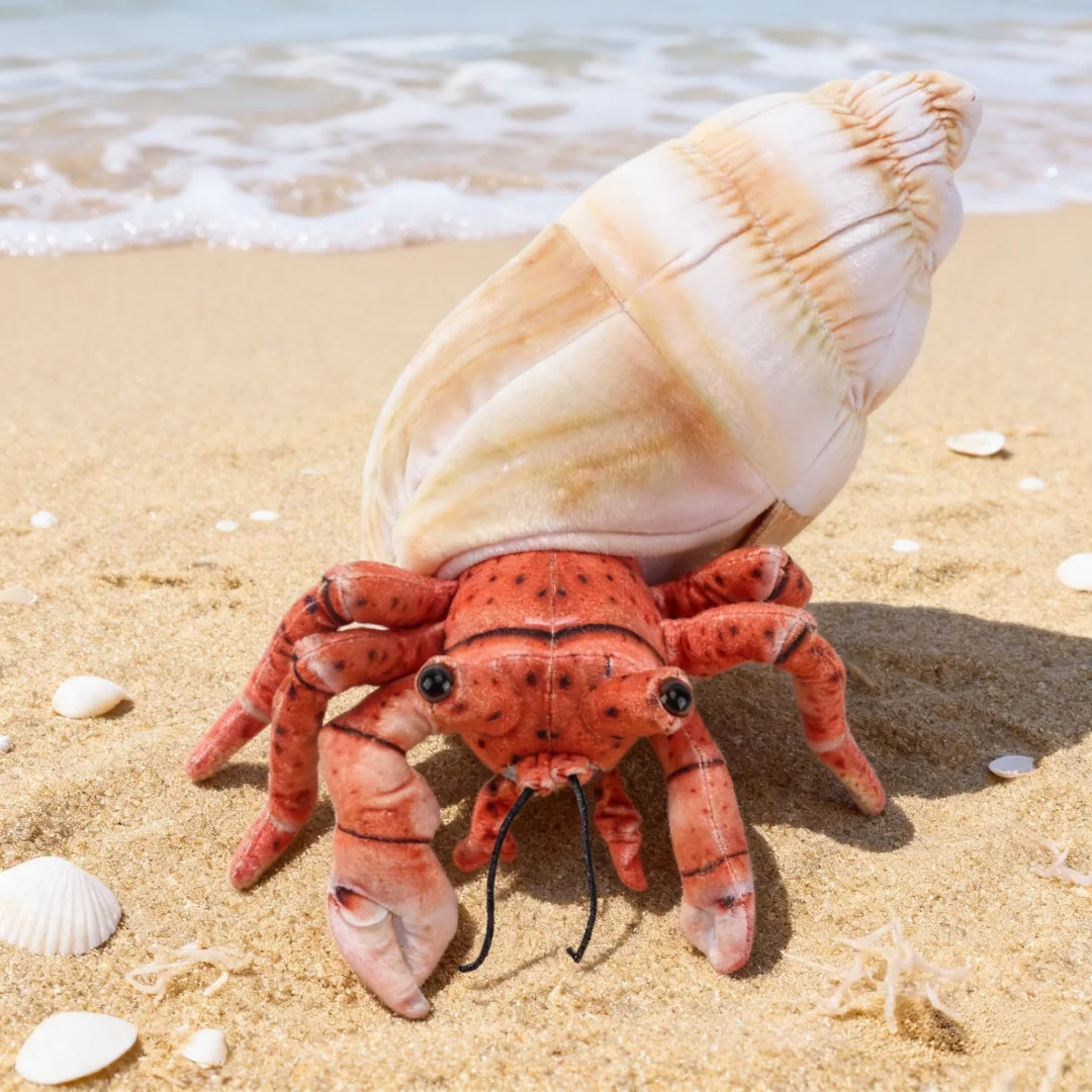Cute Realistic Hermit Crab Plush Toy Soft Lifelike Stuffed Sea Creature Plushie Birthday Xmas Gift for Kids Sea Creature Lover