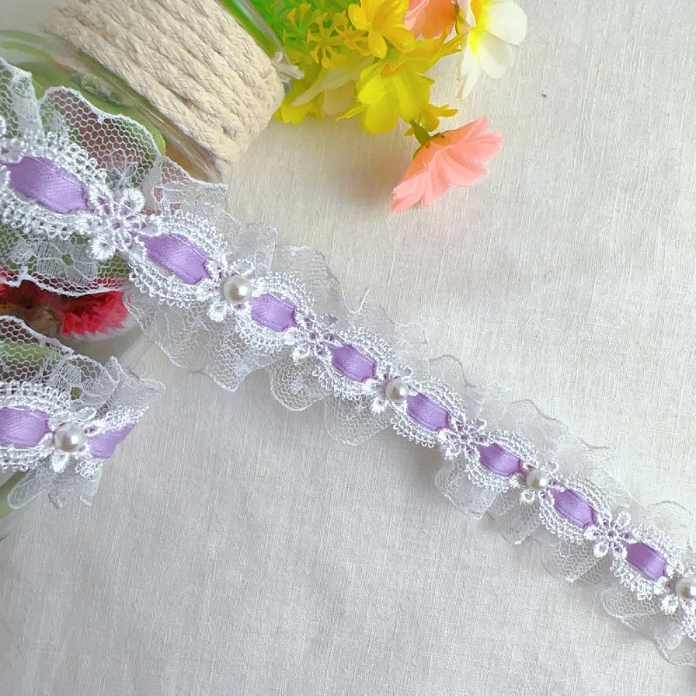 

Delicate Polyester Fabric Trim Bead Embroidery Lace Lace Fabric Lolita Style Flower Embroidery Lace Home