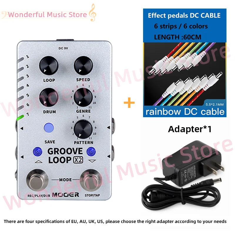 Mooer X2 Looper Groove Pedal Guitar Accessoires Chorus Loop Box Guitar Processor Musica Accesorios140 Minutes Loops 121 Drum