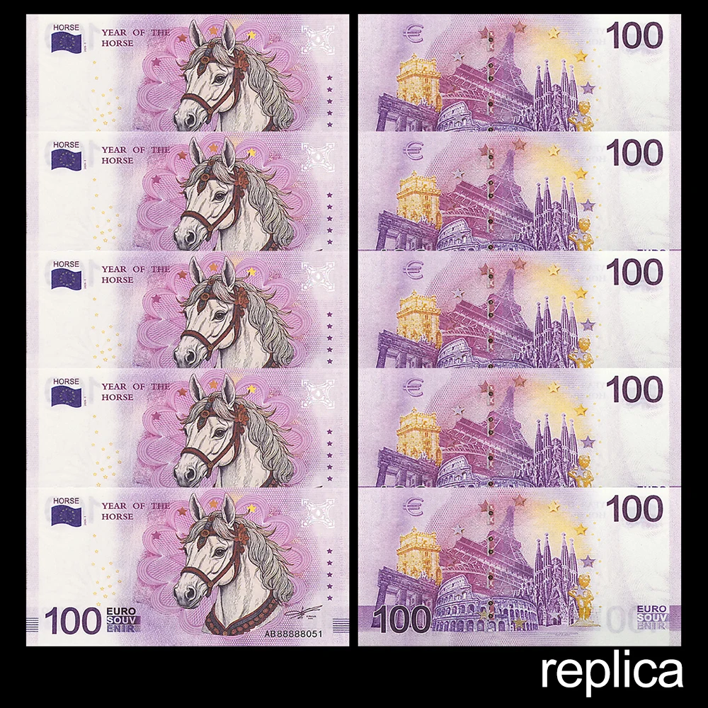Billete de 100 Euros de Recuerdo del Año del Caballo, Moneda Coleccionable, Regalo del Zodiaco, Colección de Viajes, Réplica Decorativa