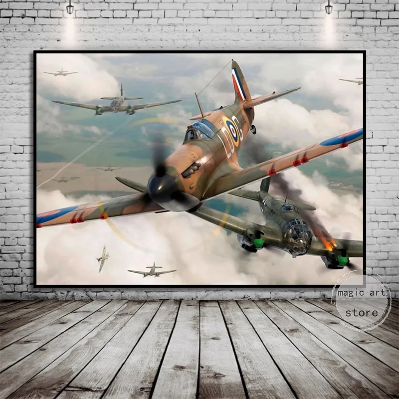 Retro Classic USAF Jet Fighters RAF Fighter Aircraft Spitfireart Poster Canvas Painting Wall Prints Picture for Room Home Decor