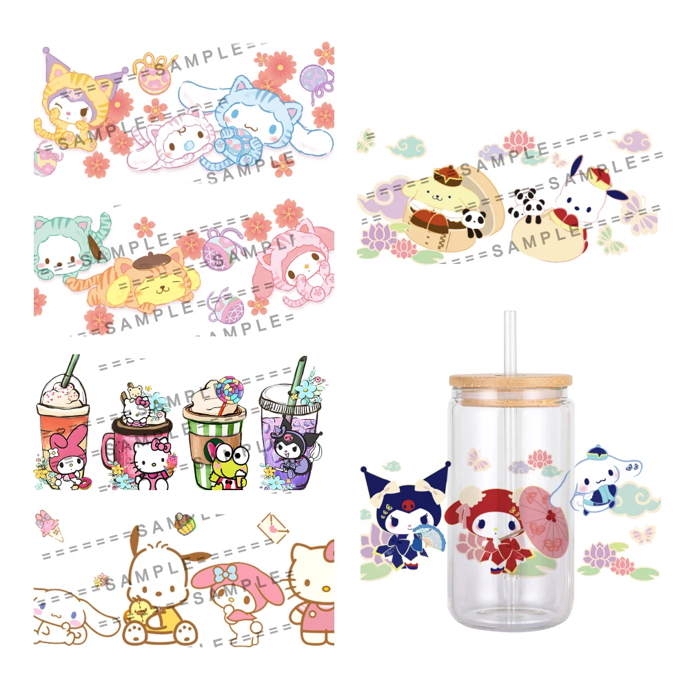 Japan Cartoon Sanrio Character UV DTF Transfer Sticker Waterproof Transfers Decals For 16oz Glass Cup Wrap Stickers