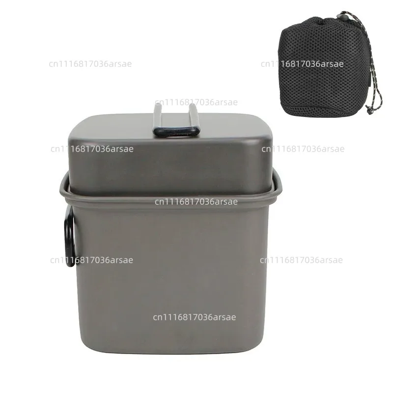 Square Pot Folding Portable Aluminum Alloy Lunch Box Frying Pan Cooking Pot Cutlery Set Pot