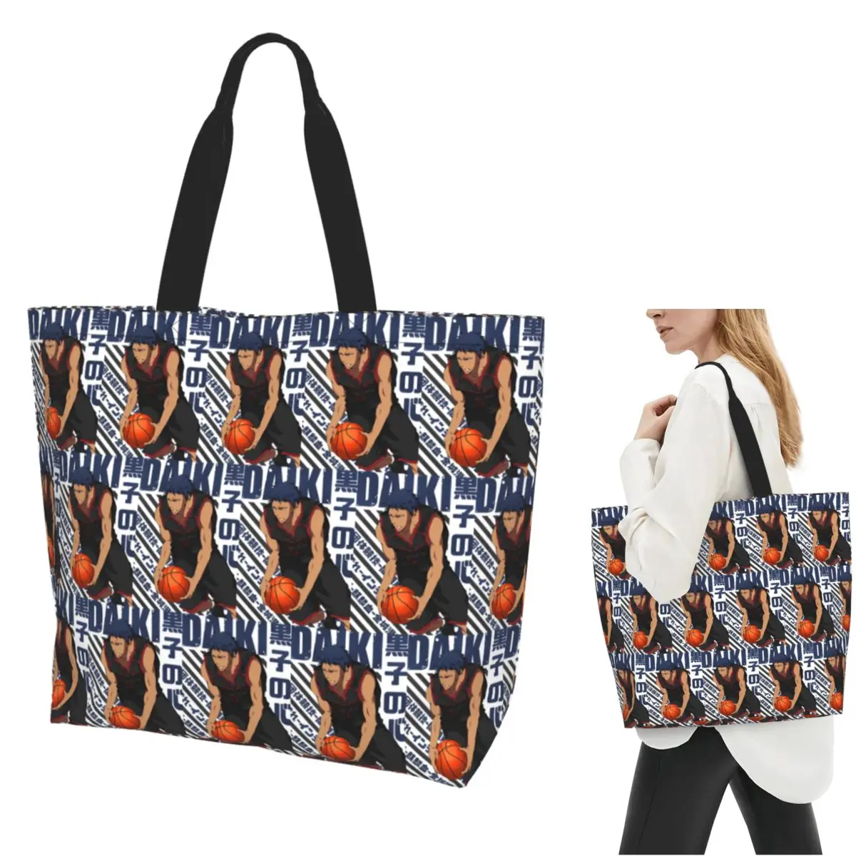 

Harajuku Basketball Kuroko No Basket Basuke Kaijo Shopping Tote Bag Canvas Shoulder Bags Shopper Grocery Handbag for Women