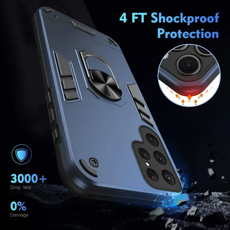 Shockproof  Armor Case for Samsung Galaxy S24 Plus Ultra S23 FE A55 A35 A25 A15 A73 A72 A71 A54 A52S 4G 5G Magnetic Stand Cover