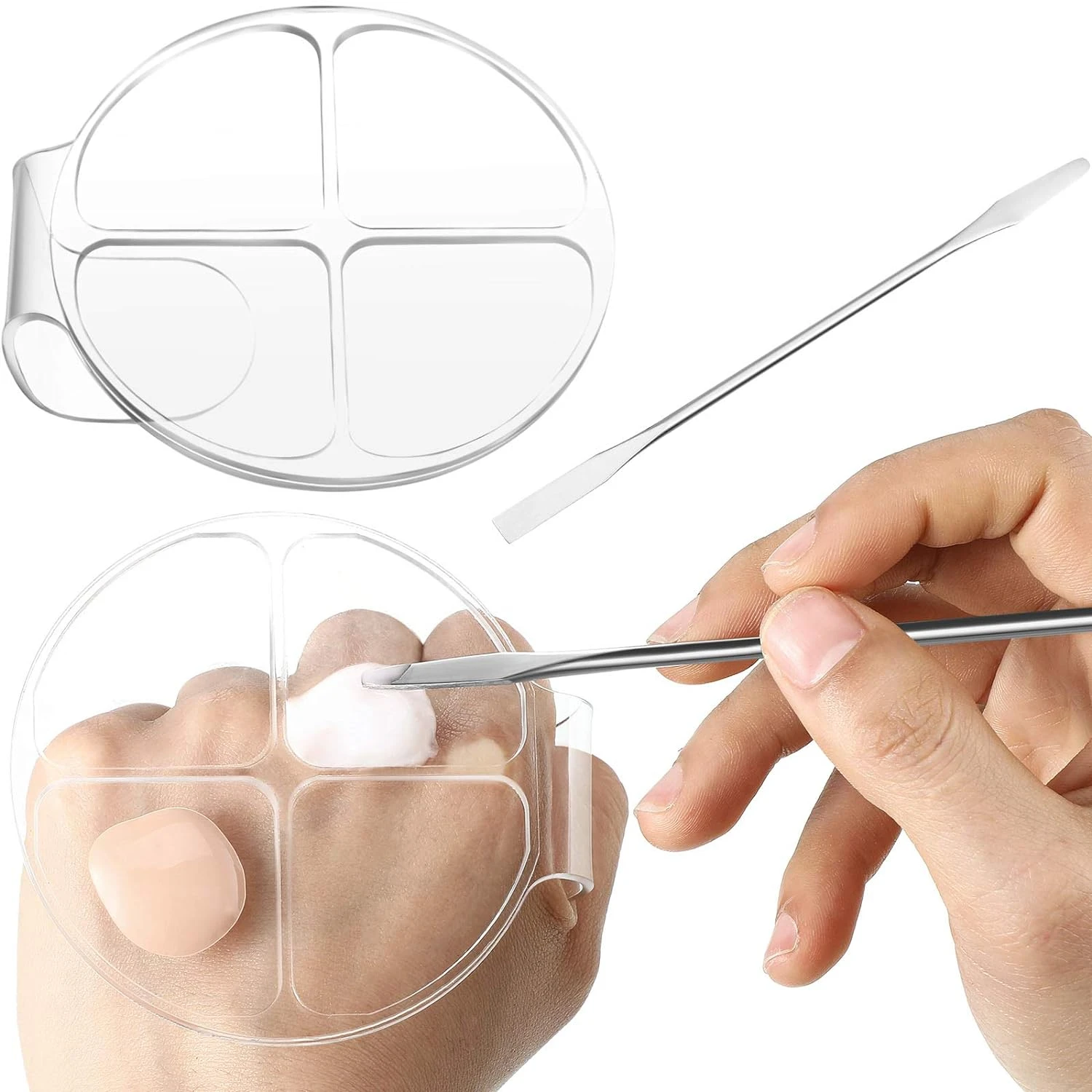 Professional Clear Portable Mixing Palette Set with 2 Versatile Spatulas - Convenient Beauty Tool for On-the-Go Use - Ideal for