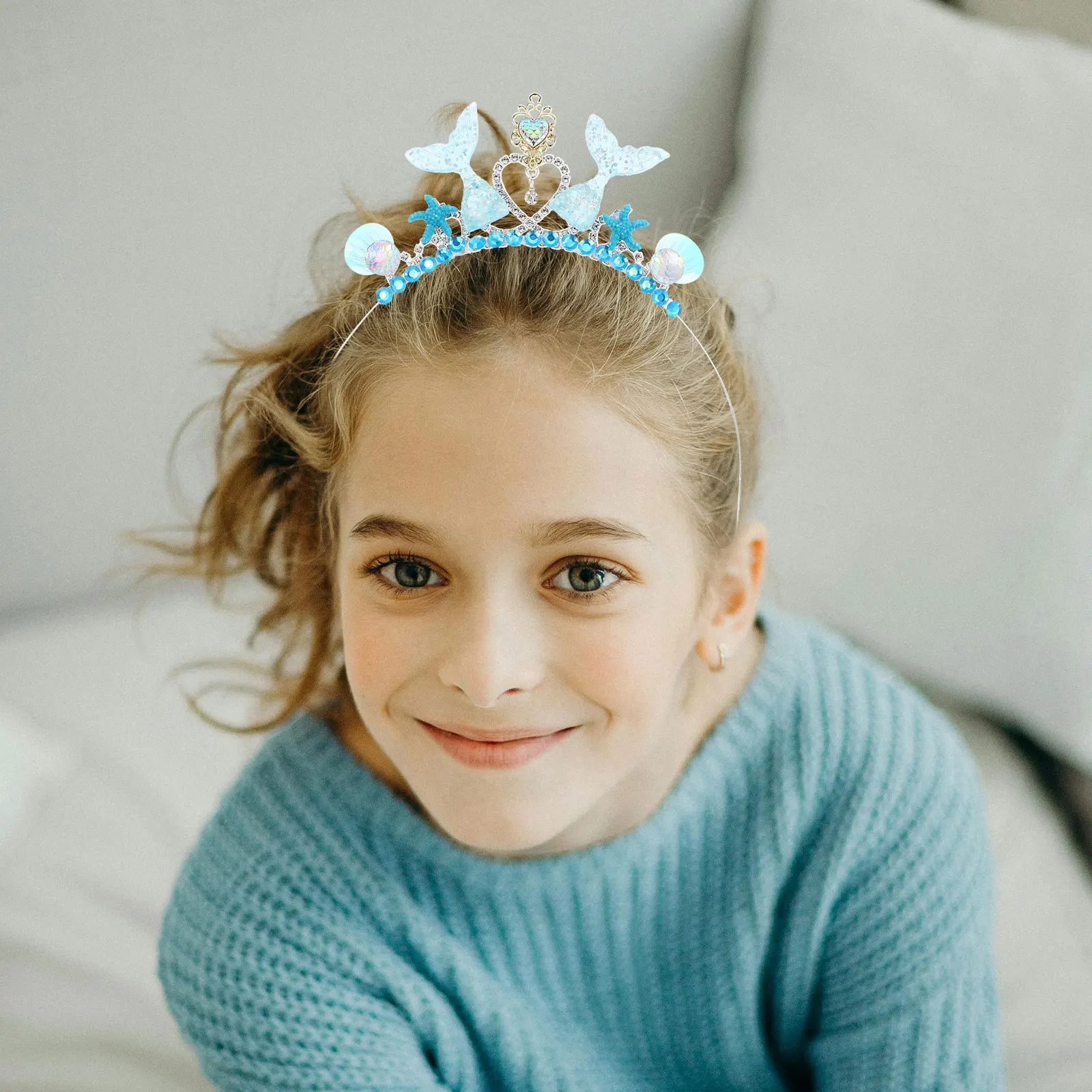 

for Girls Rhinestone Crown Toddler Accessories Party Headdress Hair Care Mermaid Headband For Girls Ocean Theme