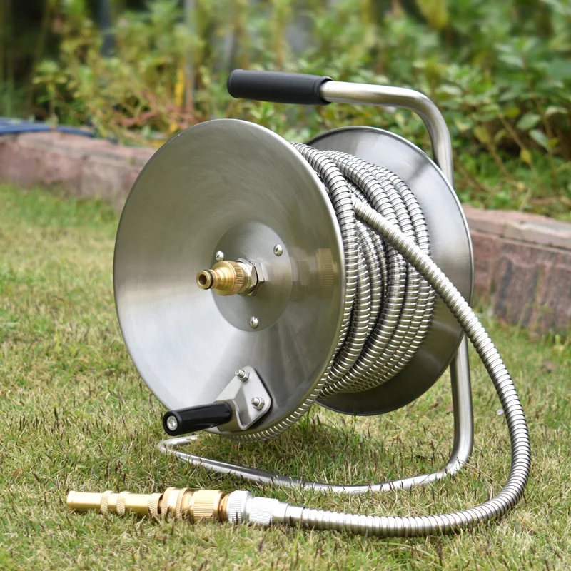 Stainless Steel Watering Hose Organizer Car Wash  Rack Hose Winder Household  Coiler Holder
