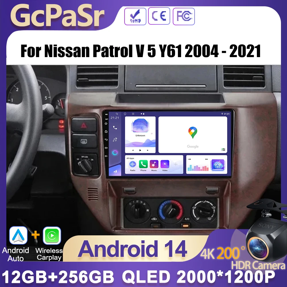 

Android 14 Car Radio For Nissan Patrol V 5 Y61 RHD LHD 2004 - 2021 Navigation GPS Android Auto Screen Bluetooth Multimedia Playe