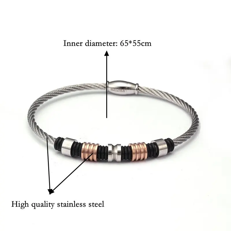 New Brand Stainless Steel Beads Bracelets & Bangle Men Women Jewelry Unique Magnet Wire Cuff Braided Male Charm Bracelets