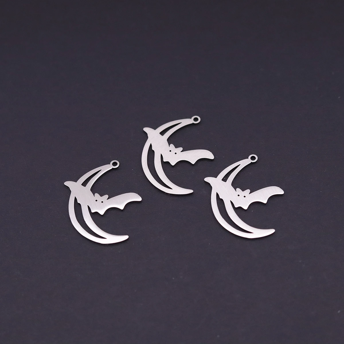 3pcs Halloween Bat Crescent Charms Stainless Steel Gothic Moon Pendant for DIY Jewelry Making Earrings Necklace Accessories