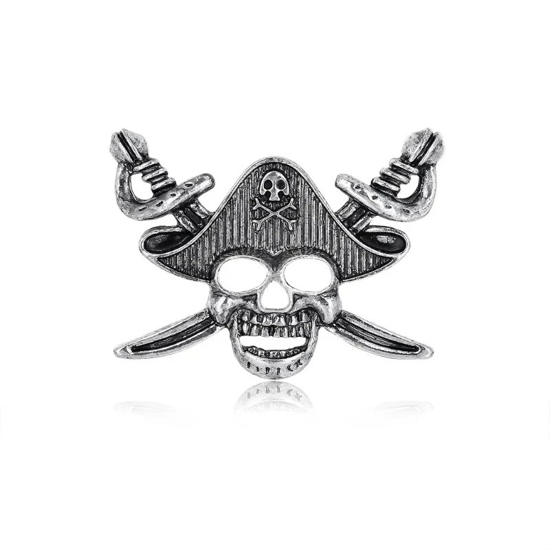 

Retro Pirate Skull Brooch for Men Suit Jacket Creative Cartoon Skeleton Pins Fashion Women Neckline Jewelry Clothes Accessories