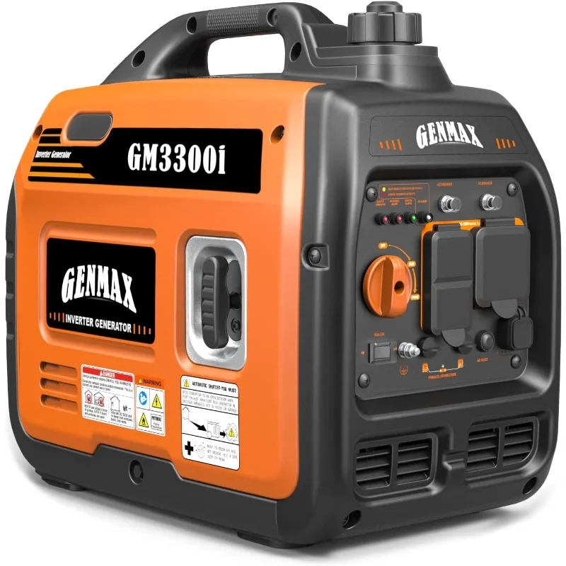 GENMAX Portable Generator，3300W Ultra-Quiet Gas Engine, EPA Compliant, Eco-Mode Feature, Ultra Lightweight