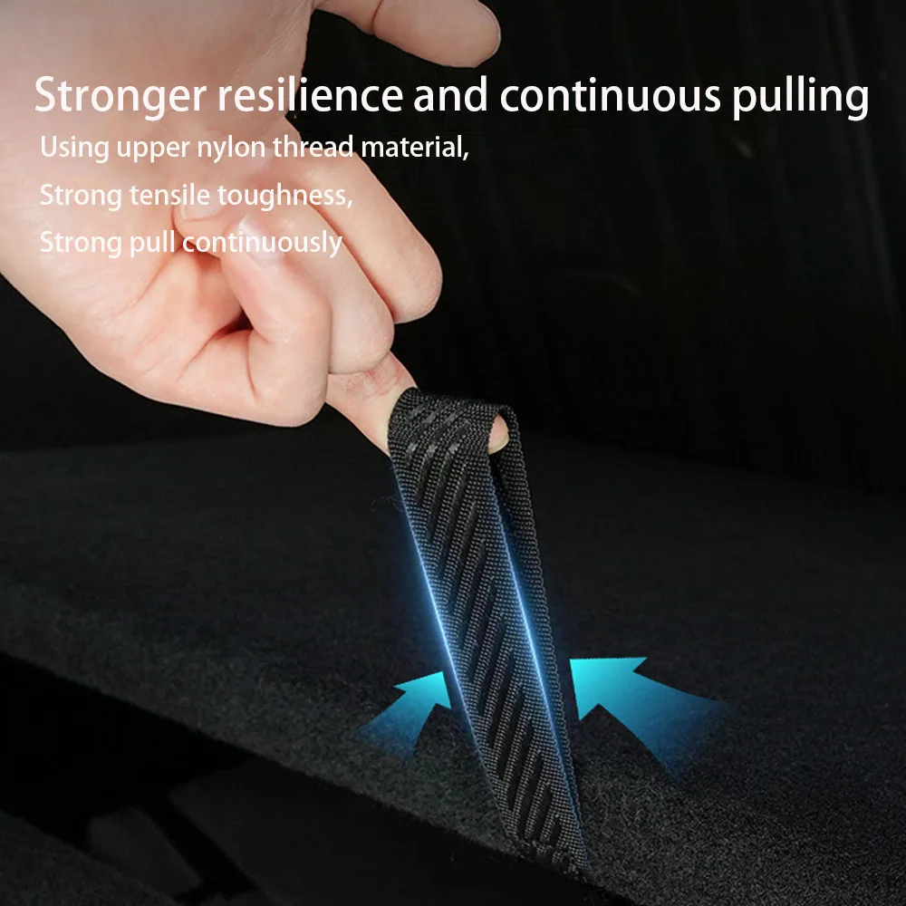 For Tesla Model Y Rear Trunk Rope DrawString Open Tail Box Cover Handle Pull Strap Car Organizer Accessories Mat Protection Pad