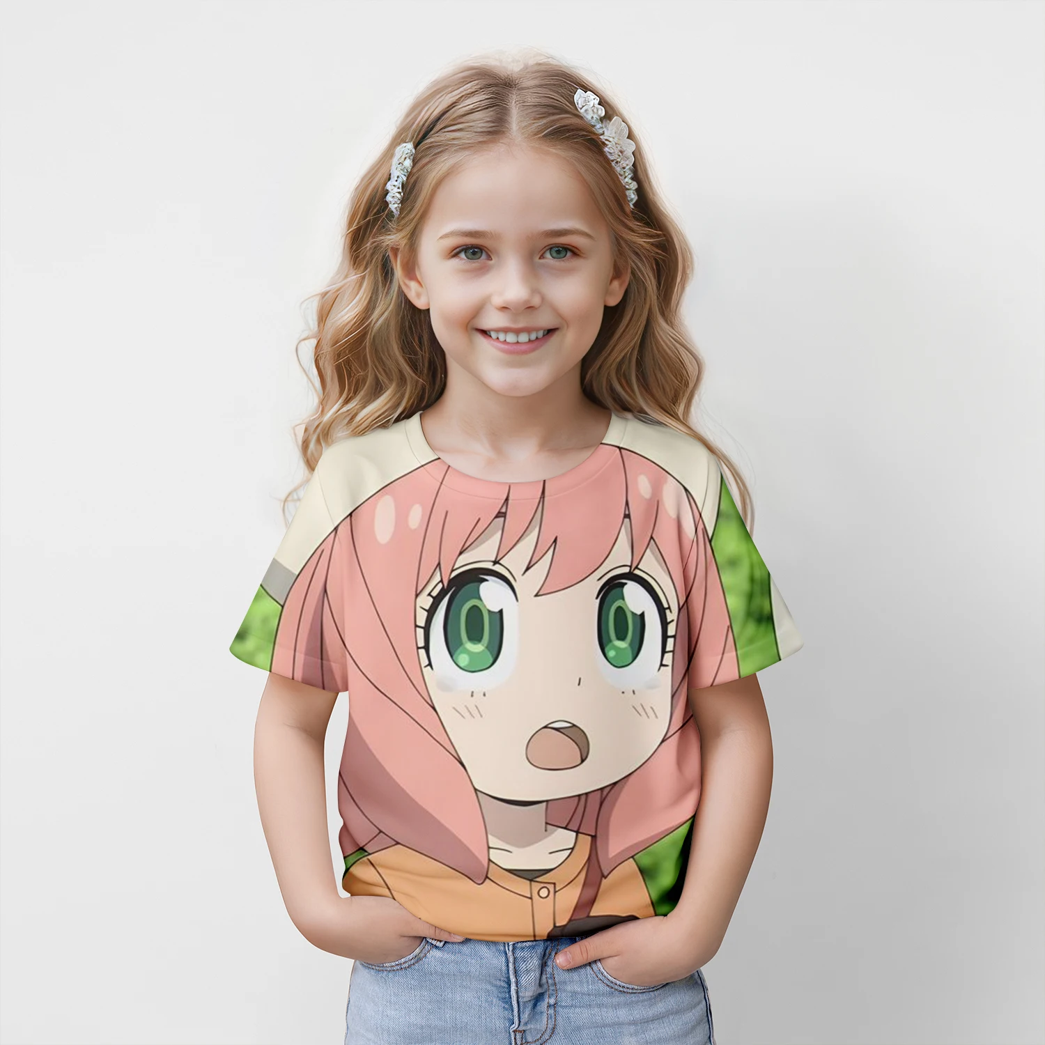 Kids Anime Japanese Spy X Family Anya Forger Graphic Print T Shirt Streetwear Men Women Fashion Short Sleeve 100-5XL T Shirt