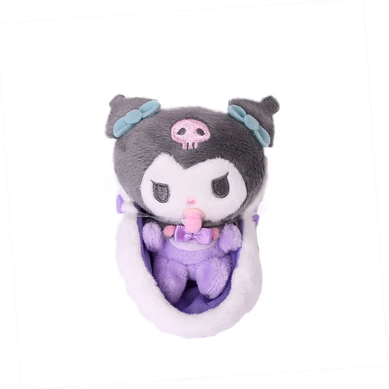 Kawaii Cartoon Anime Sanrioed Baby Cradle Series Toys My Melody Kuromi Cinnamoroll Soft Doll Bag Pendant Kids Gift