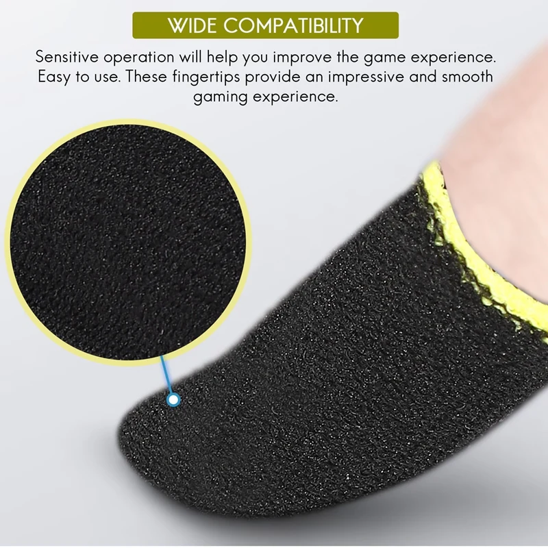ปลอกนิ้วคาร์บอนไฟเบอร์18-Pin สำหรับเกมมือถือ pubg ปลอกสวมนิ้วหน้าจอสีดำและสีเหลือง (16ชิ้น)