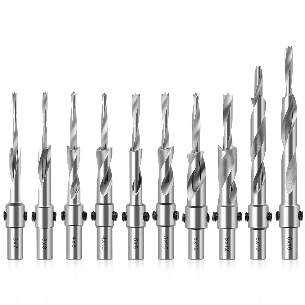 1 buah mata bor Countersink dengan kedalaman berhenti chamfer pengeboran Counterbore untuk kayu plastik 10MM mata bor Shank