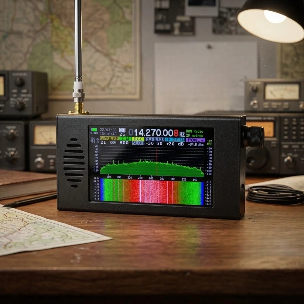 For DSP Radio for HF VHF UHF Reception 4.3 inch 800x480 IPS Display 16-Bit Sampling Portable Aluminum Enclosure