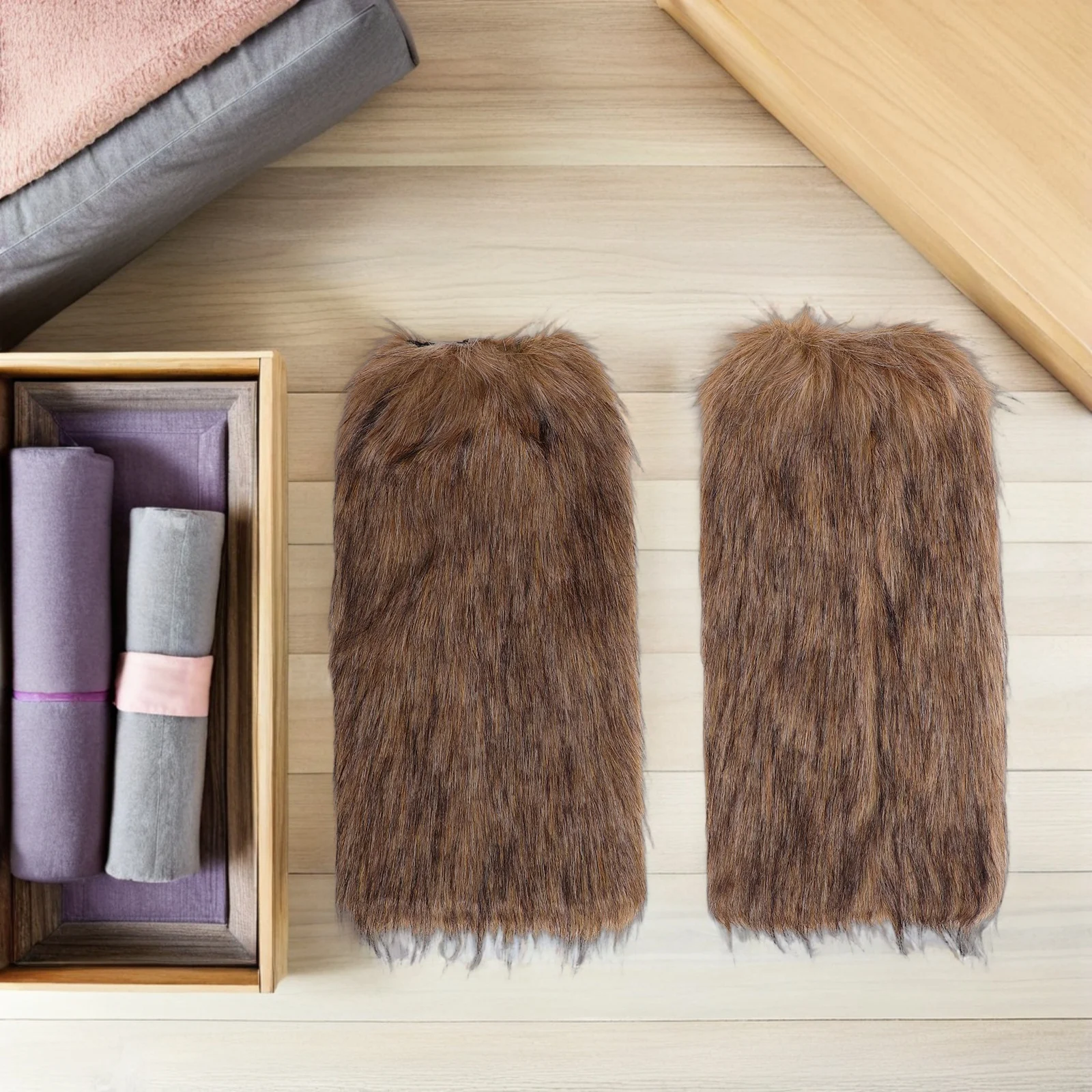 1 paire de jambières en fourrure Viking, couvre-bottes en Faux, accessoires de Cosplay médiévaux pour l'hiver, Costume de fête d'halloween, chaussettes pour femmes et hommes