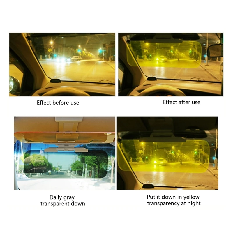 G99F 2 in 1 HD- Car Anti-Glare Goggle Day & Night Driving Mirror Sun Visors Anti-UV Anti-Dazzle Sun Block Sunshade Rotatable