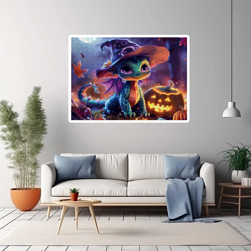 70*50Cm Halloween Serie Puzzel Volwassen Puzzel 1000 Stukjes Papier Moeilijkheidsgraad Legpuzzels Halloween Dinosaurus Home Wall Decro