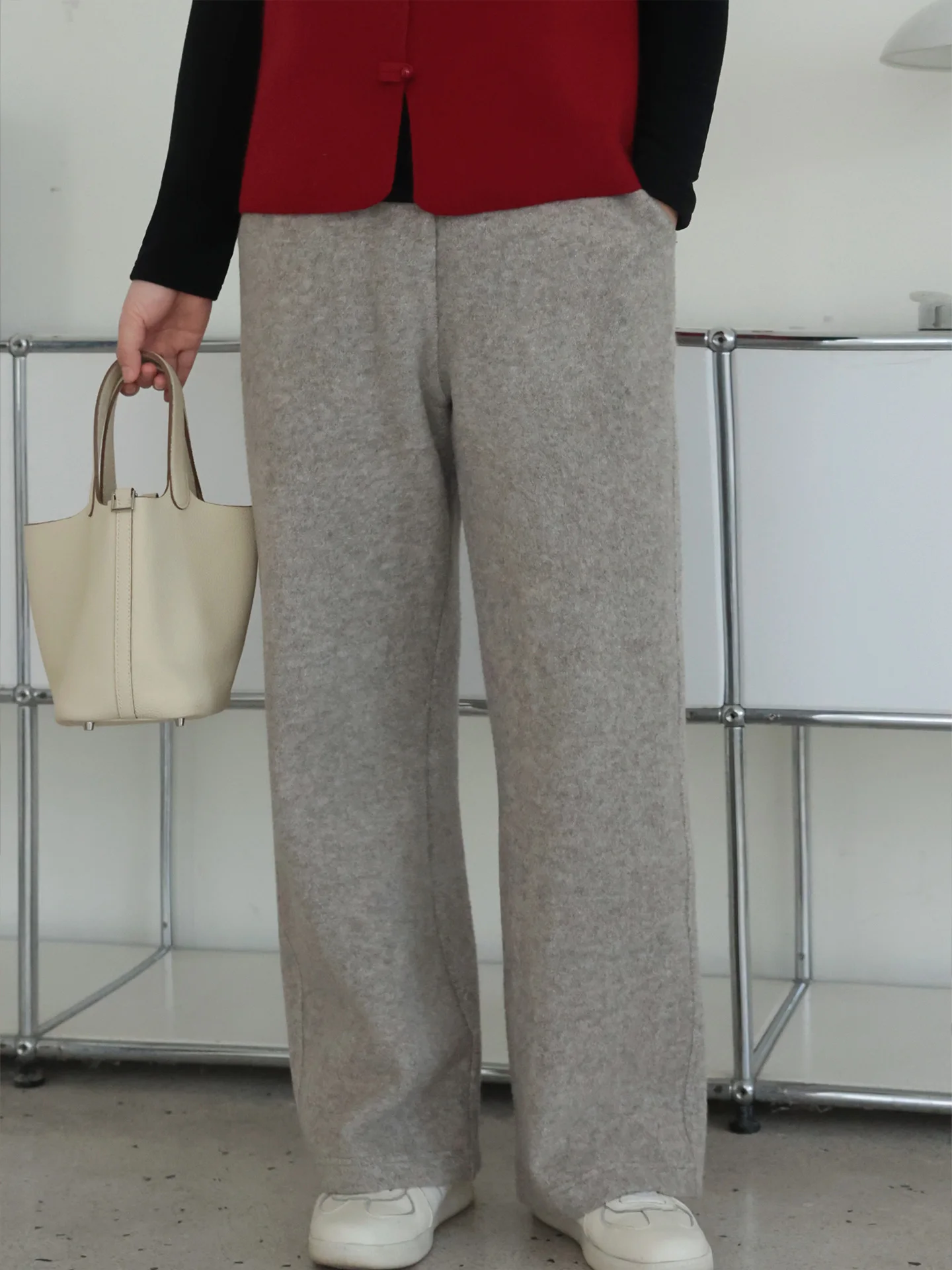 

Женские повседневные брюки Thiened Fce с подкладкой, драпированные, с высокой талией, теплые, прямые, зимние, модные, повседневные брюки